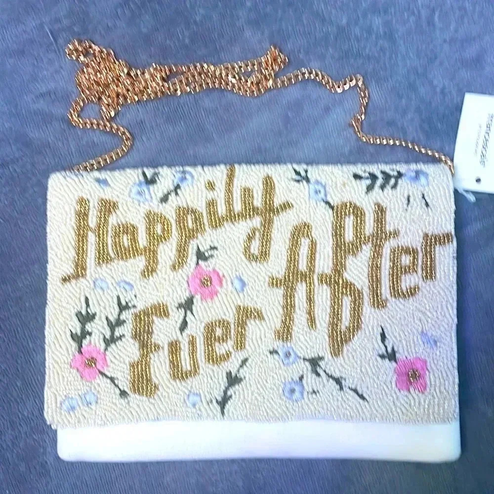 Francesca's Collections Cream and Gold Clutch